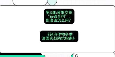 第3节：【核武药剂】爱恨交织的&ldquo;石硫合剂&rdquo;，到底该怎么用？，课程：《经济作物冬季清园&middot;实战防坑指南》#识农AI