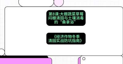 第8节：【大棚蔬菜草莓】闷棚清园与土壤消毒的&ldquo;桑拿浴&rdquo;，课程：《经济作物冬季清园&middot;实战防坑指南》#识农AI